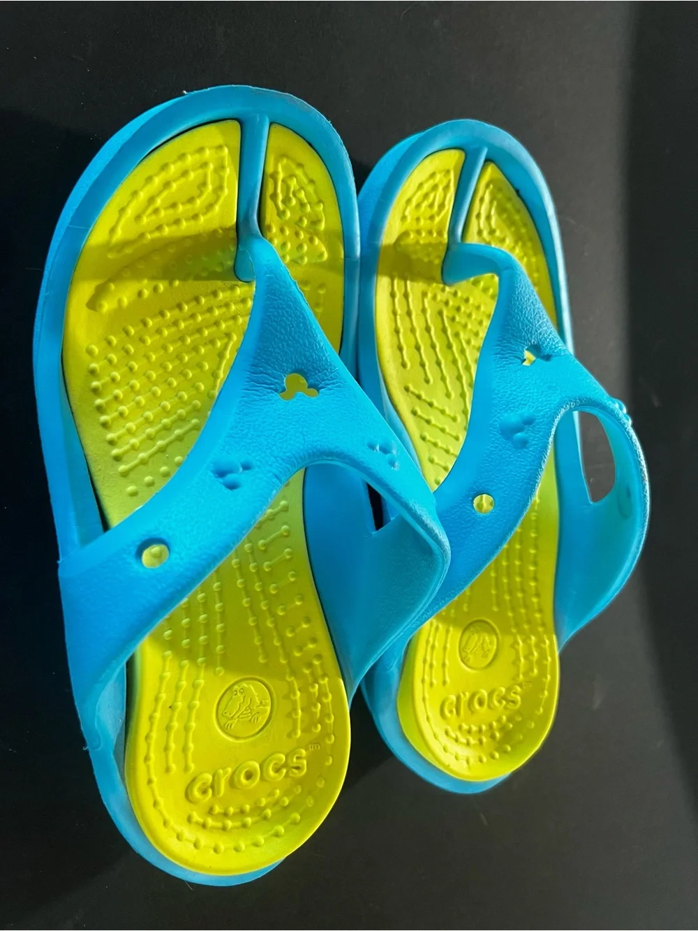 Kids Crocs Thong Style Size c13 Blue & Yellow